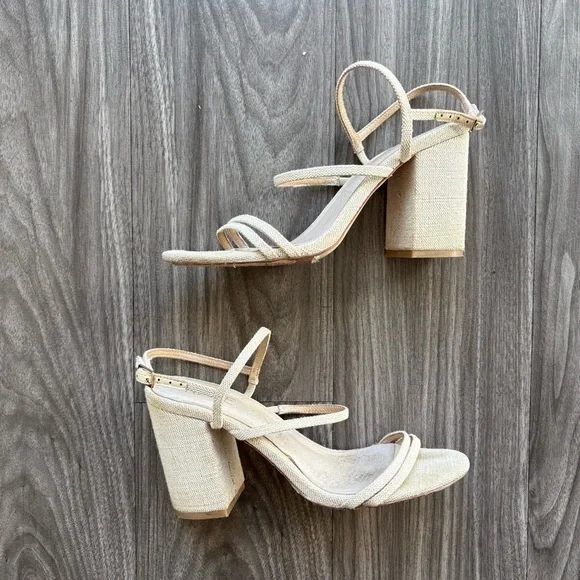 Revolve X Raye Limone Heel Natural Raffia Woven Block Heel Size 6.5 - Picture 4 of 10